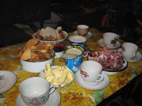 Typical food in the tee pee.