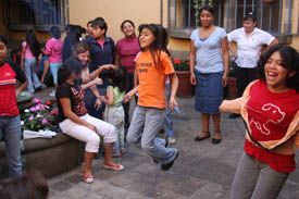 Girls jumping rope. First one to 20 wins.