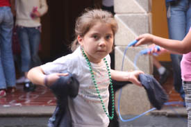 Little girl gets ready to go home.