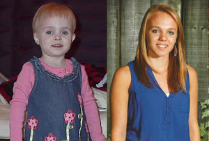 Anastasia before she was adopted and now. 